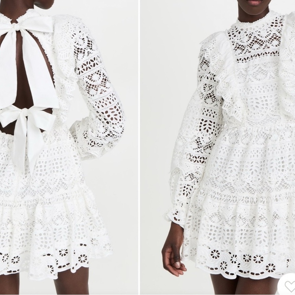 Sea New York White Lace Backless Tie-Back Mini Dress